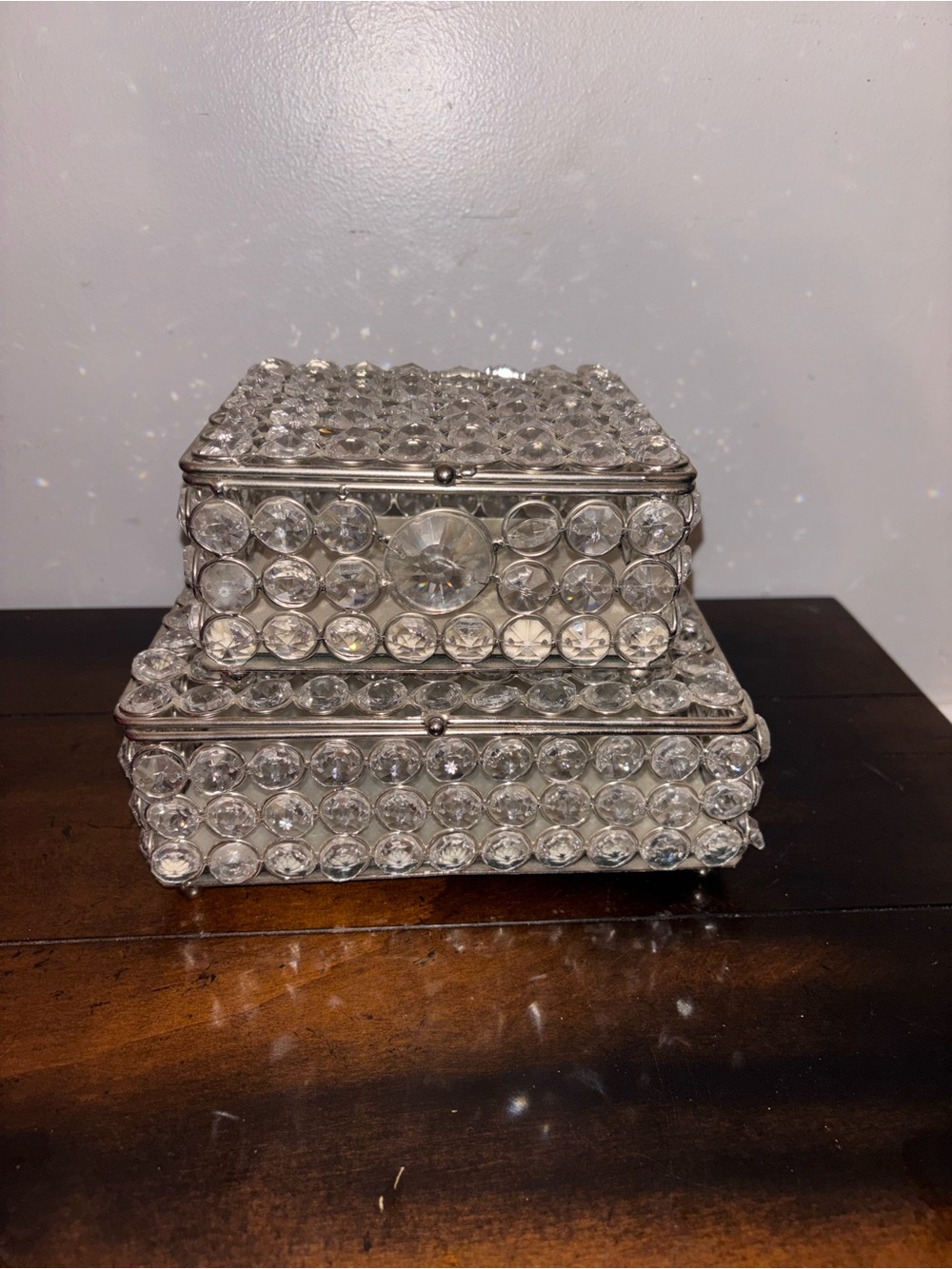 Crystal Embellished Decorative Jewelry Box - Clear